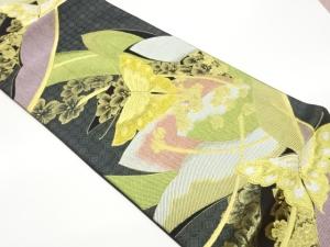 蝶に桜模様織出し袋帯